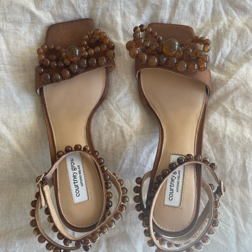 Antonio Melani x Courtney Grow Lily Ornamented Bow Mid Heel Dress Sandals